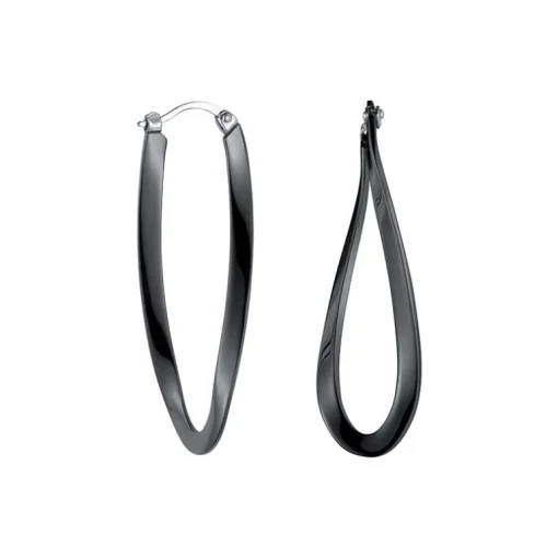 Boucles d'Oreilles Femme Créoles Torsadées PHEBUS Acier Noir 842-015.N