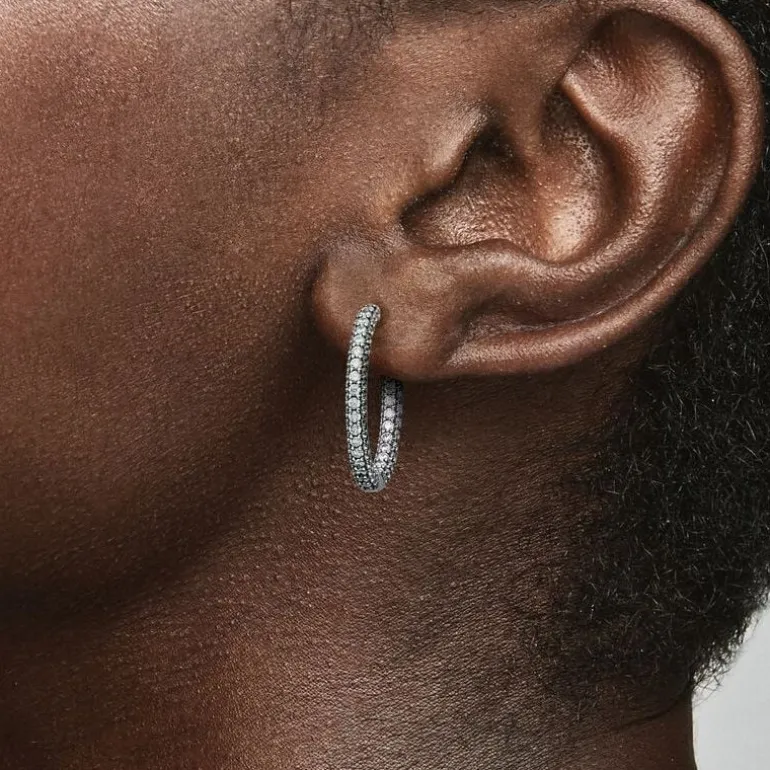 Boucles d'Oreilles Femme Créoles Pandora Timeless Simple Rang Pavées 293016C01