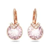 Boucles d'Oreilles Femme Dormeuses SWAROVSKI BELLA V COUPE RONDE ROSE Plaqué Ton Or Rose