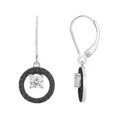 Boucles d'Oreilles Femme Dormeuses EDORA Argent Oxydes de Zirconium
