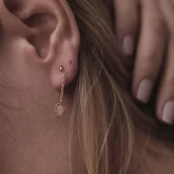 Boucles d'oreilles Femme EMMA & CHLOÉ HEPA OR PIERRE LUNE Acier Doré