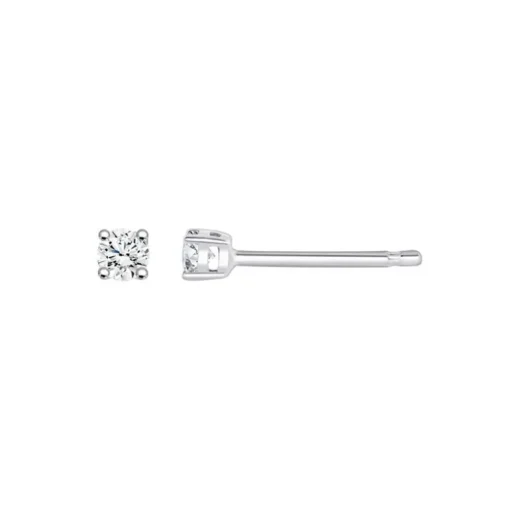 Boucles d'Oreilles Femme Puces EVIDENCE OR 750/1000 Blanc et Diamants 0,09 Carat CE27673DW