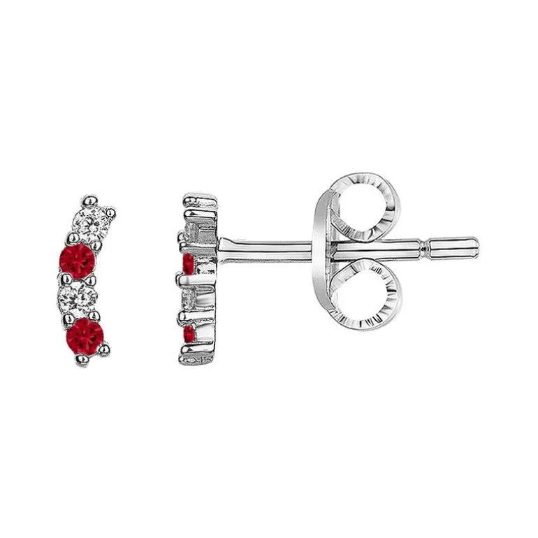 Boucles d'Oreilles Femme Puces EDORA ARGENT 925/1000 et Spinelles Rouges EDO70400623