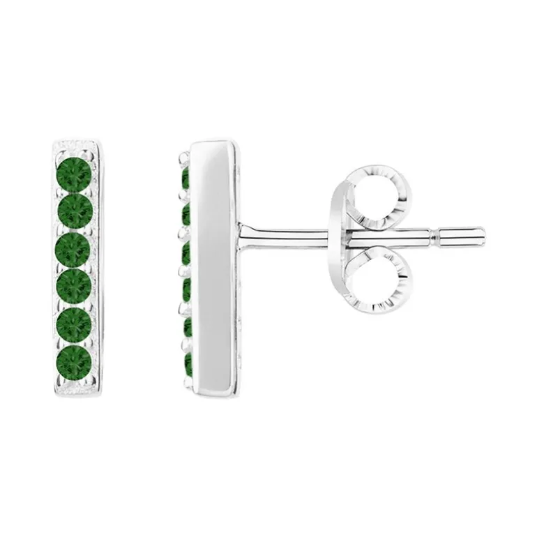 Boucles d'Oreilles Femme Puces EDORA ARGENT 925/1000 et Spinelles Vertes EDO70400618