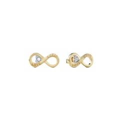 Boucles d'Oreilles Femme Puces STUDS PARTY Guess Bijoux Acier Doré et Strass JUBE02182JWYG