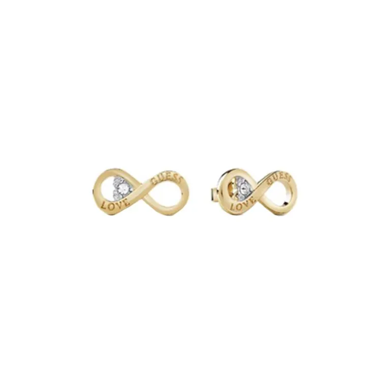 Boucles d'Oreilles Femme Puces STUDS PARTY Guess Bijoux Acier Doré et Strass JUBE02182JWYG