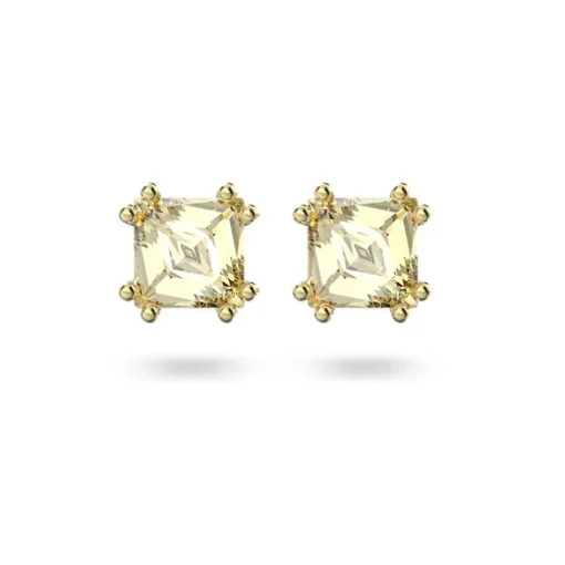Boucles d'Oreilles femme puces swarovski Stilla métal doré et cristaux jaunes