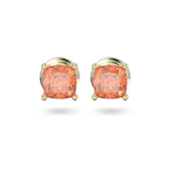 Boucles d'Oreilles femme puces swarovski Stilla métal doré et cristaux oranges
