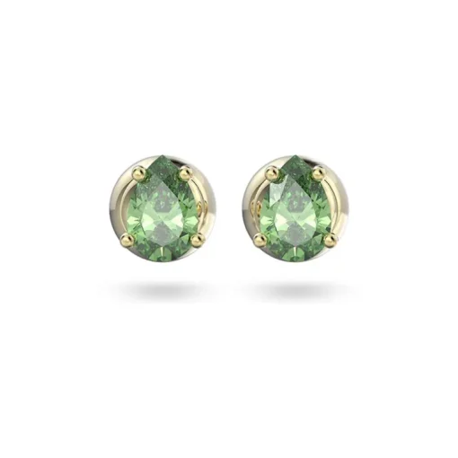 Boucles d'Oreilles femme puces swarovski Stilla métal doré et cristaux verts