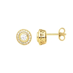 Boucles d'oreilles femme puces EDORA PLAQUE OR et oxydes