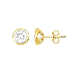 Boucles d'oreilles femme puces EDORA PLAQUE OR et oxydes