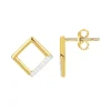 Boucles d'oreilles femme puces carrées EDORA PLAQUE OR et oxydes