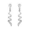 Boucles d'Oreilles Femme Pendantes OR 375/1000 Blanc et Oxydes