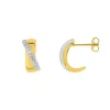 Boucles d'Oreilles Femme Puce OR 375/1000 Bicolore et Diamants