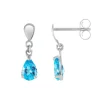 Boucles d'Oreilles Femme Pendantes OR 375/1000 Blanc et Topaze