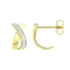 Boucles d'Oreilles Femme Puces OR 750/1000 Bicolore et Diamants