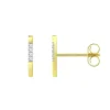 Boucles d'Oreilles Femme Puces OR 750/1000 Jaune et Diamants