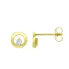 Boucles d'Oreilles Femme Puces OR 750/1000 Jaune et Diamants
