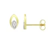Boucles d'Oreilles Femme Puces OR 750/1000 Bicolore et Diamants