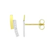 Boucles d'Oreilles Femme Puces OR 375/1000 Bicolore et Diamants