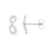 Boucles d'Oreilles Femme Puces Infini OR 375/1000 Blanc et Oxydes