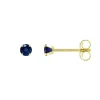 Boucles d'Oreilles Femme Puces OR 750/1000 Jaune et Saphir
