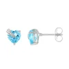 Boucles d'Oreilles Femme Puces OR 375/1000 Blanc et Topazes