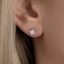 Boucles d'Oreilles Femme Puces EDORA COLLECTION HARMONY Argent 925/1000 Rhodié Oxydes de Zirconium
