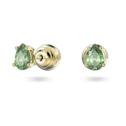 Boucles d'Oreilles femme puces swarovski Stilla métal doré et cristaux verts