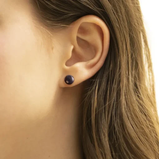 Boucles d'Oreilles Femme Puces ARGENT 925/1000 et Boules Céramiques