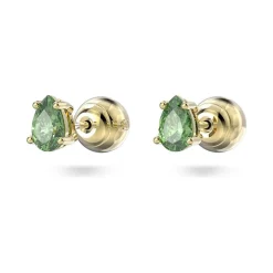 Boucles d'Oreilles femme puces swarovski Stilla métal doré et cristaux verts