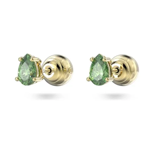 Boucles d'Oreilles femme puces swarovski Stilla métal doré et cristaux verts