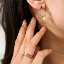 Boucles d'Oreilles Femme SAUNIER LIN Plaqué Or