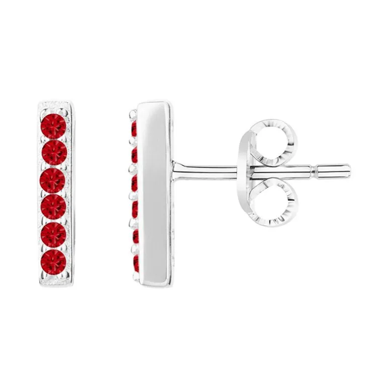 Boucles d'Oreilles Femmes Puces EDORA ARGENT 925/1000 et Spinelles Rouges EDO70400619