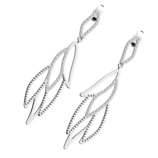Boucles d'Oreilles Pendantes LES CADETTES PERROQUET PERLE Laiton Argenté