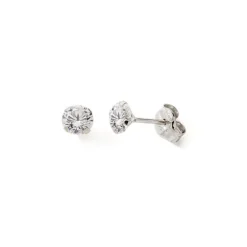 Boucles d'Oreilles Puces Enfant EDORA COLLECTION ESSENTIAL 4 GRIFFES Or 375/1000 Blanc