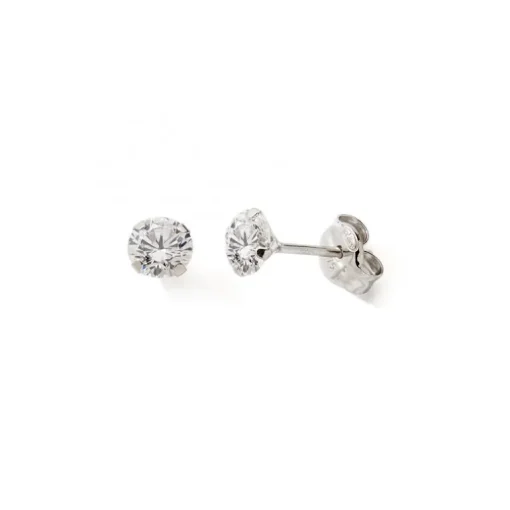 Boucles d'Oreilles Puces Enfant EDORA COLLECTION ESSENTIAL 4 GRIFFES Or 375/1000 Blanc