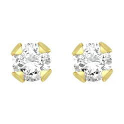 Boucles d'Oreilles Puces OR 375/1000 Jaune et Oxyde