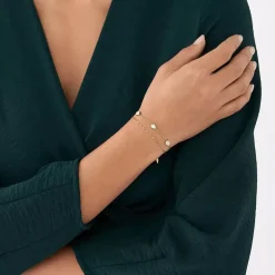 Bracelet Chaîne Femme FOSSIL TEARDROP Acier Doré Nacre