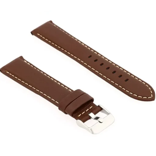 Bracelet Cuir Taureau Mat AVIATOR 20/18mm Vison Couture Sellier Ecru Doublure Veau déperlant