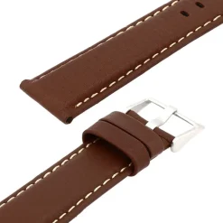 Bracelet Cuir Taureau Mat AVIATOR 20/18mm Vison Couture Sellier Ecru Doublure Veau déperlant