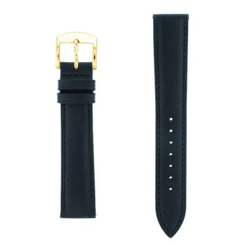 Bracelet Cuir Vachette grain saffiano SOHO 18/16mm Marine Couture T/T Doublure Vachette nubuck Anse D'Clic