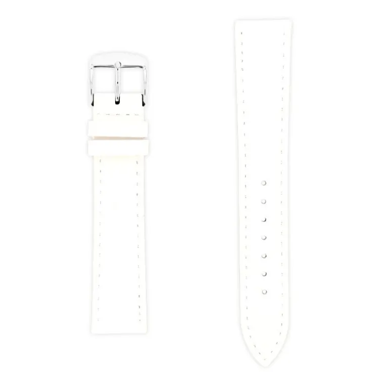 Bracelet Cuir Vachette satinée MIAM118/16mm Blanc Couture T/T Doublure Vachette nubuck