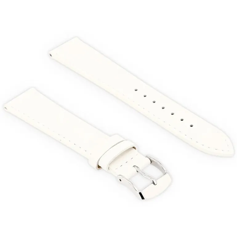 Bracelet Cuir Vachette satinée MIAM118/16mm Blanc Couture T/T Doublure Vachette nubuck