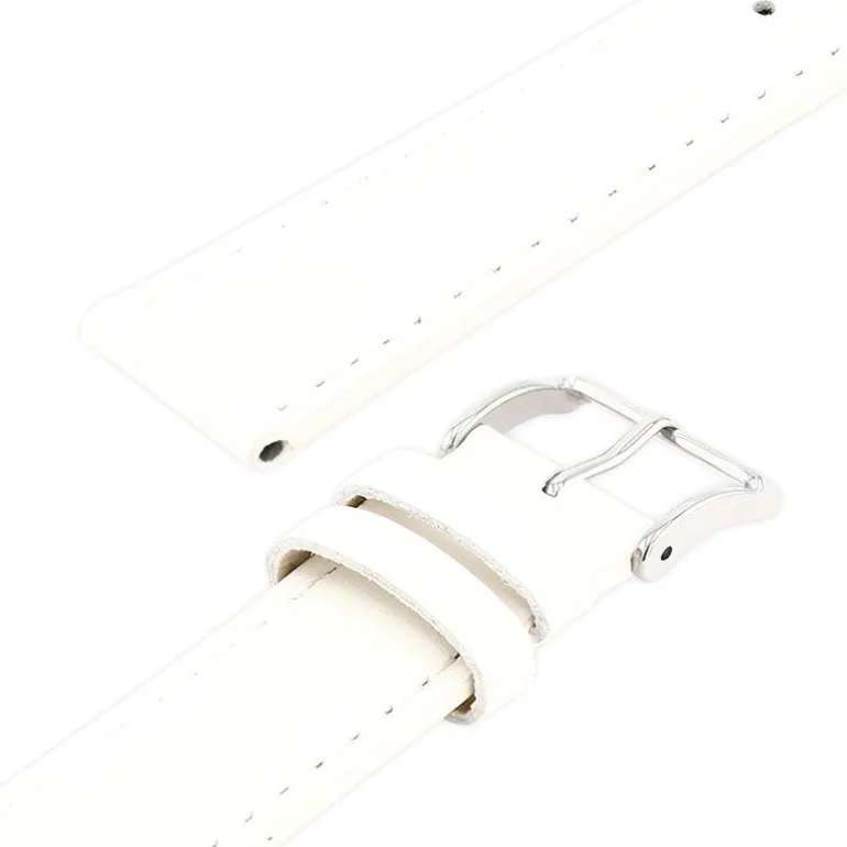 Bracelet Cuir Vachette satinée MIAM118/16mm Blanc Couture T/T Doublure Vachette nubuck