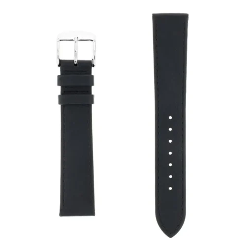 Bracelet Cuir Veau box LEEDS 18/16mm Noir Couture T/T Doublure Vachette nubuck