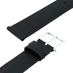 Bracelet Cuir Veau box LEEDS 18/16mm Noir Couture T/T Doublure Vachette nubuck