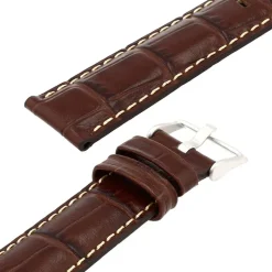 Bracelet Cuir Veau grain alligator Mat écaille carrée INDIANA 20/18mm Vison Couture Sellier Ecru Doublure Veau déperlant