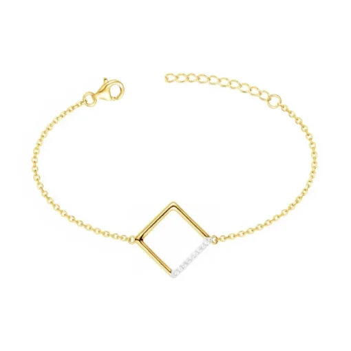 Bracelet Femme Carré PLAQUE OR Jaune et Oxydes