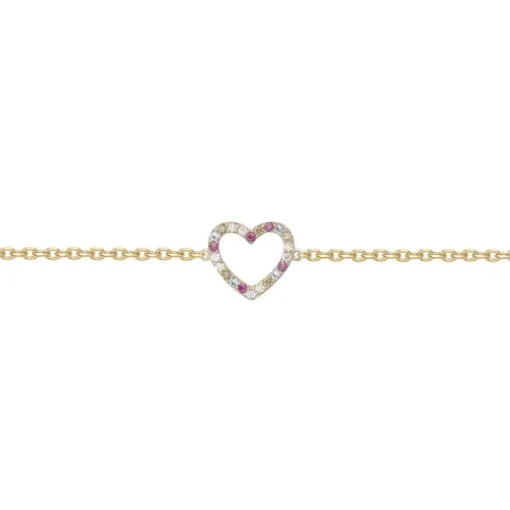 Bracelet Femme Coeur Multi Couleurs EDORA PLAQUE OR et Oxydes EDO66300080